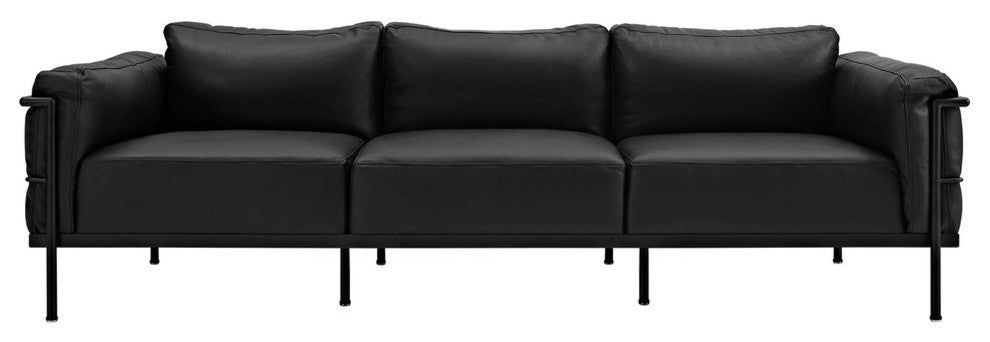 Modern Contemporary Living Room Leather Sofa Black