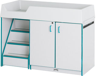 Rainbow Accents Diaper Changer with Stairs - Left - Black