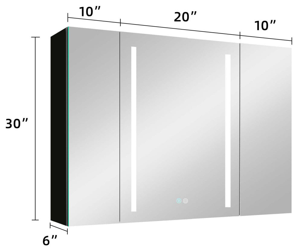 40 in.W x 30 in. H Aluminum Surface Mounted LED Medicine Cabinet with Doors