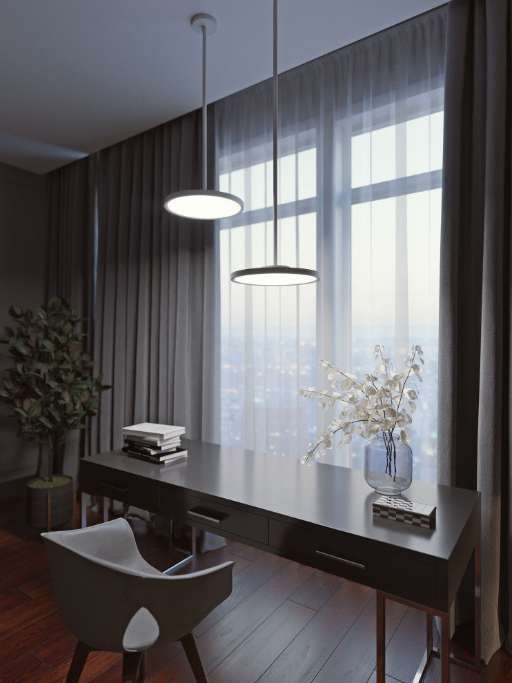 Edge 24" Round Pendant, Black, 40w 3600lm