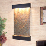 Summit Falls Water Fountain, Green Featherstone, Blackened Copper, Square