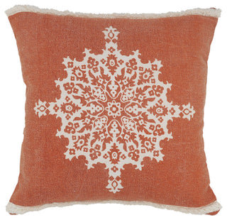 Casual Floral Mandala Medallion Throw Pillow with Tufted Border