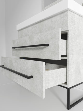 Fine Fixtures Modern Vanity Set, Gray Marble, 36", Black Hardware