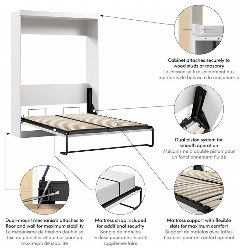 Bestar Pur 59W Full Murphy Bed in White