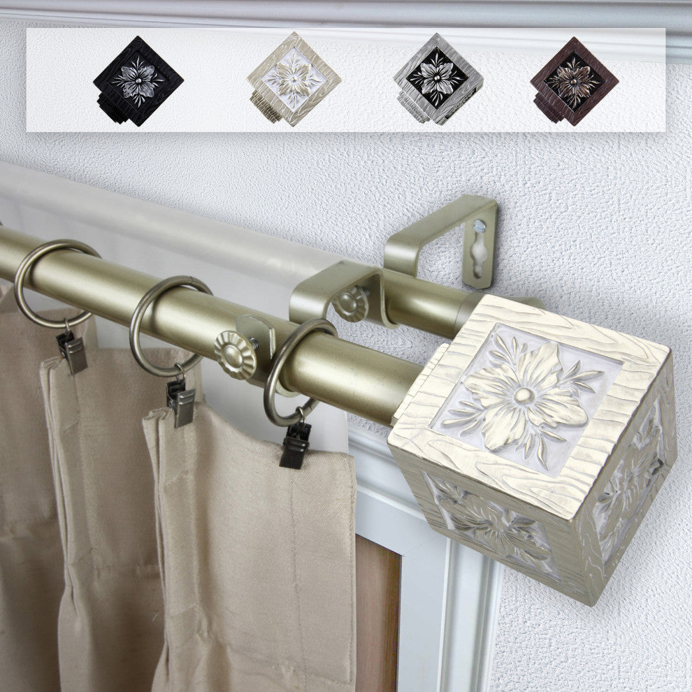 Zula 1" Double Curtain Rod, Light Gold, 66-120"