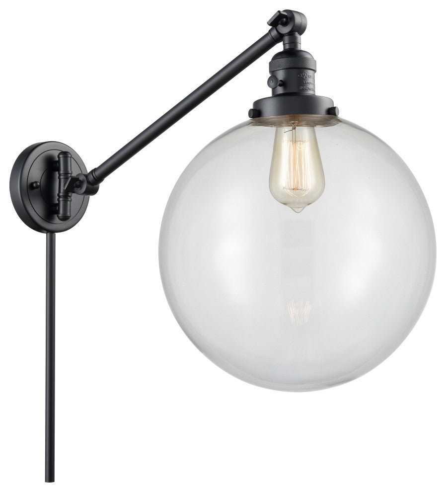 Beacon Swing Arm With Switch, Matte Black, Clear, Clear