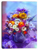 Watercolor Flowers in Purple Vase, Large Floral Canvas Artwork, 12"x20"