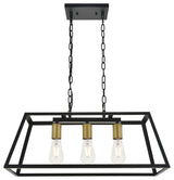 Black Finish 1-Light Pendant, Brass and Black, 25.2"x11"x10.8"