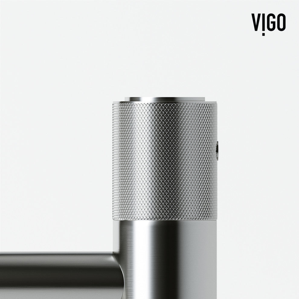 VIGO Apollo 8" H Button Operated Single Hole Bathroom Faucet, Brushed Nickel, Without Extras