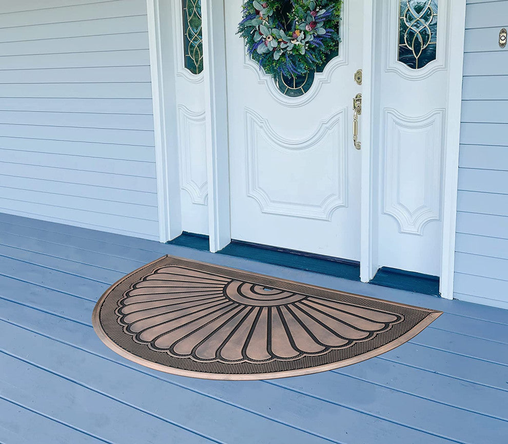 A1HC 100% Pure Rubber Front Door Mat 30"x48" Non-Slip, Sunburst Bronze