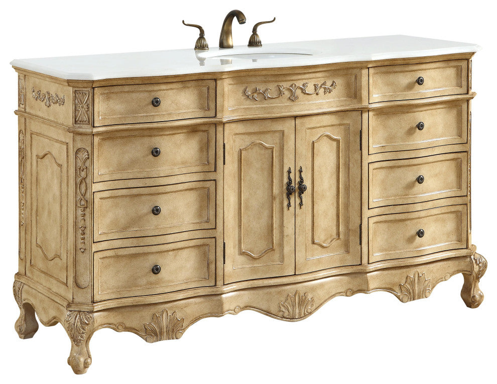 Bathroom Vanity, Antique Beige, 60", Single Sink