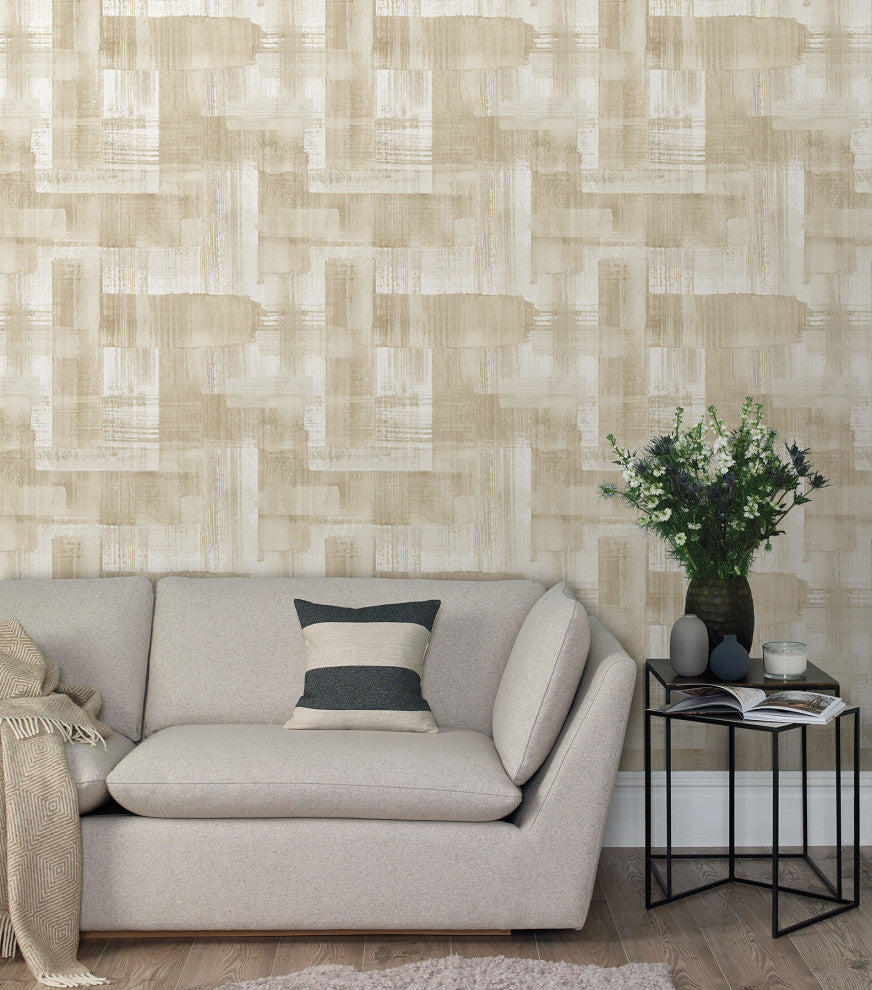 Trosa Beige Brushstroke Wallpaper Bolt