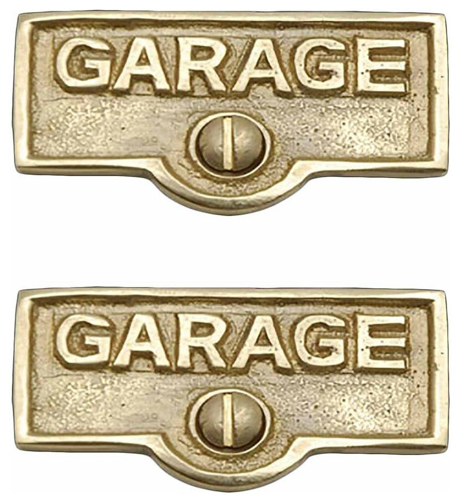 2 Switch Plate Tags GARAGE Name Signs Labels Lacquered  Brass |