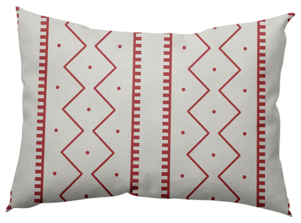Mudcloth Decorative Throw Pillow, Ligonberry Red, 14"x20"