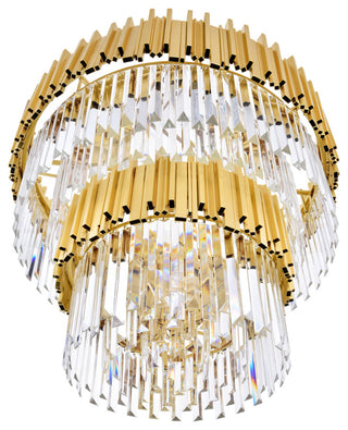 Deco 12 Light Down Chandelier With Medallion Gold Finish