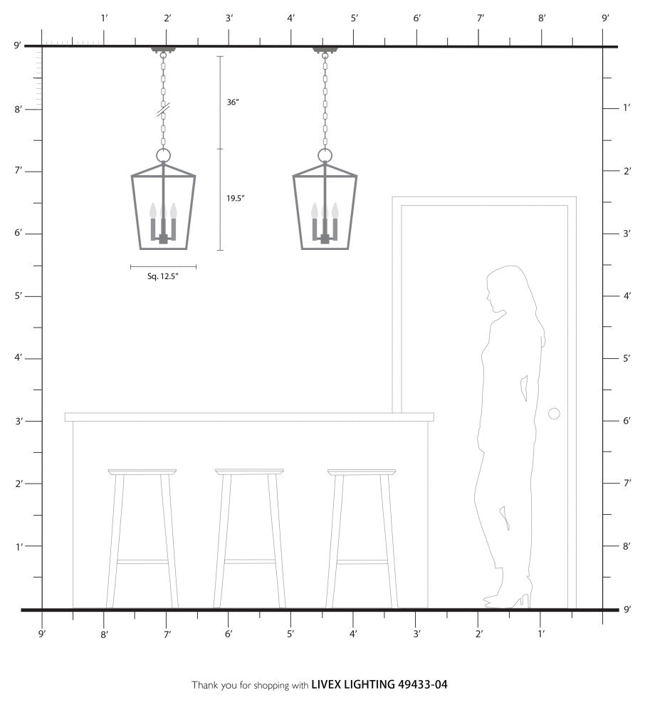 Devone 3 Light Black Lantern