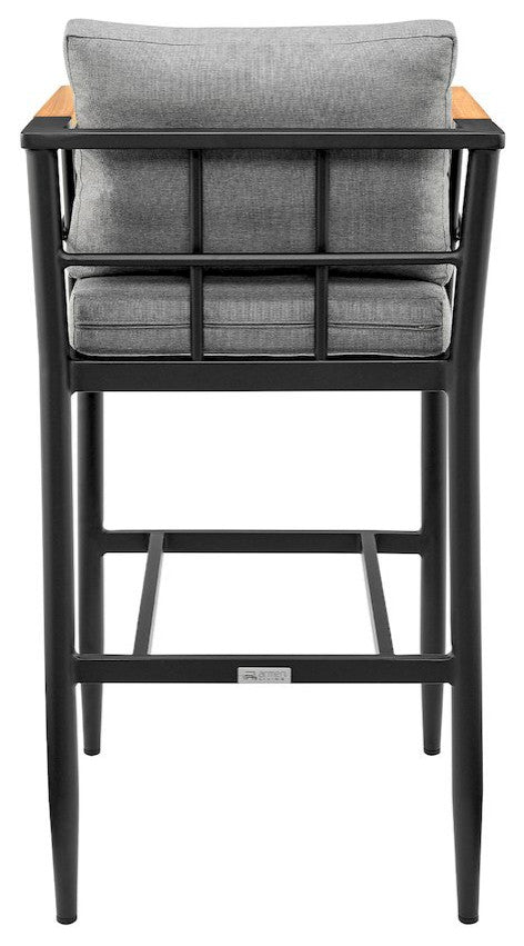 Outdoor Patio Counter or Bar Height Bar Stool in Aluminum and Teak