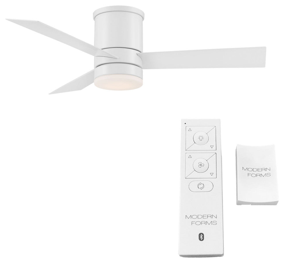 Axis 3-Blade Smart Flush Mount Ceiling Fan 44" Matte White, 2700K LED Kit