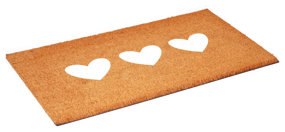 Calloway Mills White Trio Heart Doormat, 17" X 29"