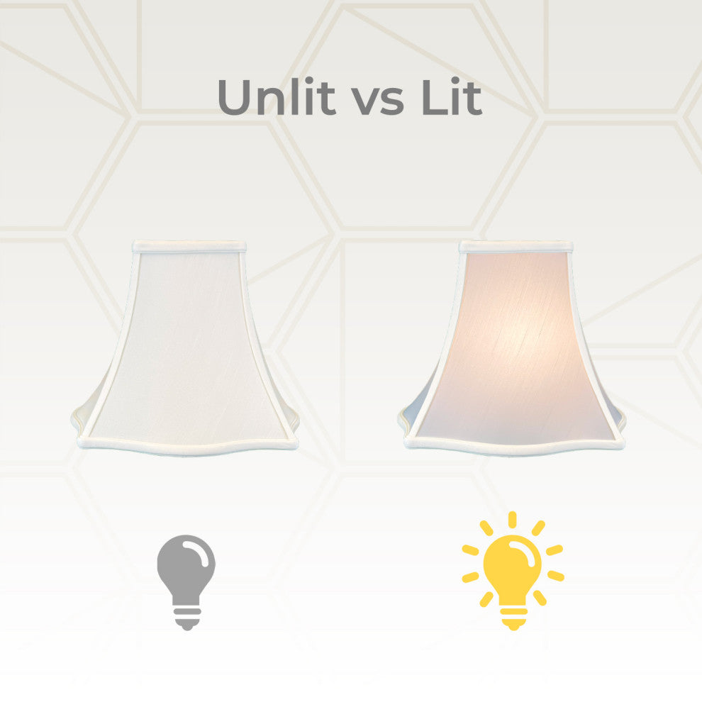 Royal Designs Fancy Square Bell Basic Lamp Shade, White, 7x16x12.75, Set of 2