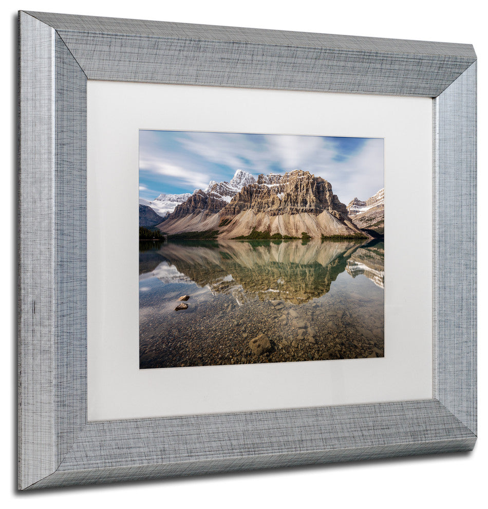 Pierre Leclerc 'Mount Crowfoot Reflection' Matted Art, Silver Frame, 14x11