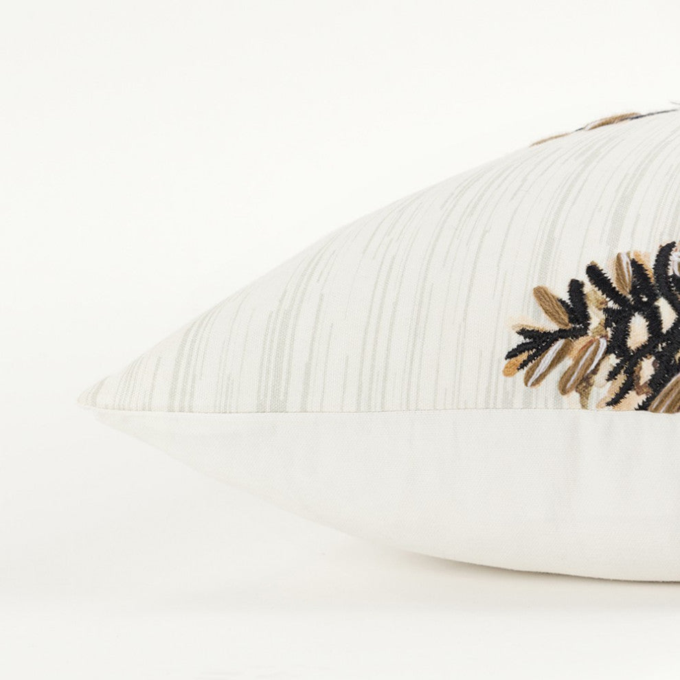 Cream White and Brown Pinecone Throw Pillow