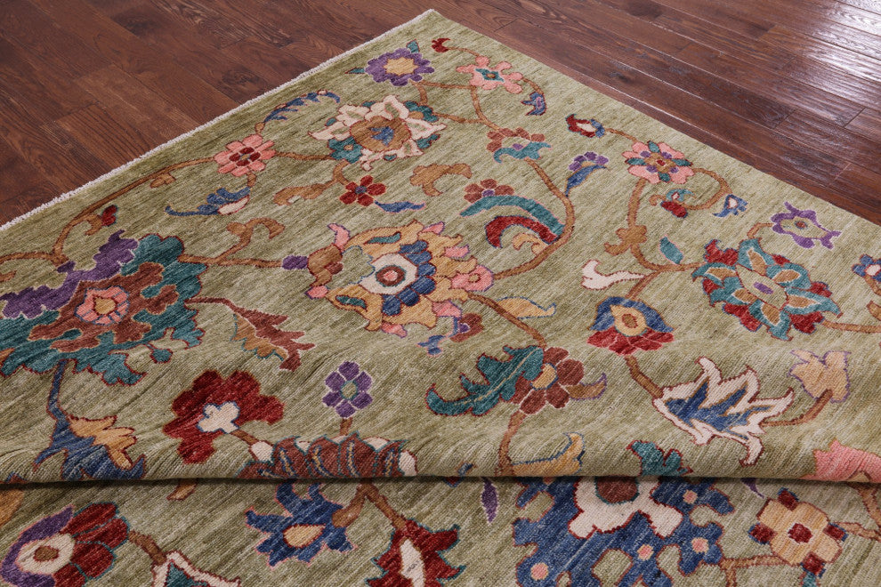 Handmade Turkish Oushak Wool Rug 8' 10" X 11' 7" - Q12668