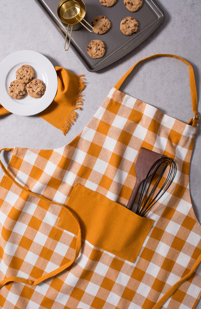 DII Pumpkin Spice Heavyweight Check Fringed Chef Apron
