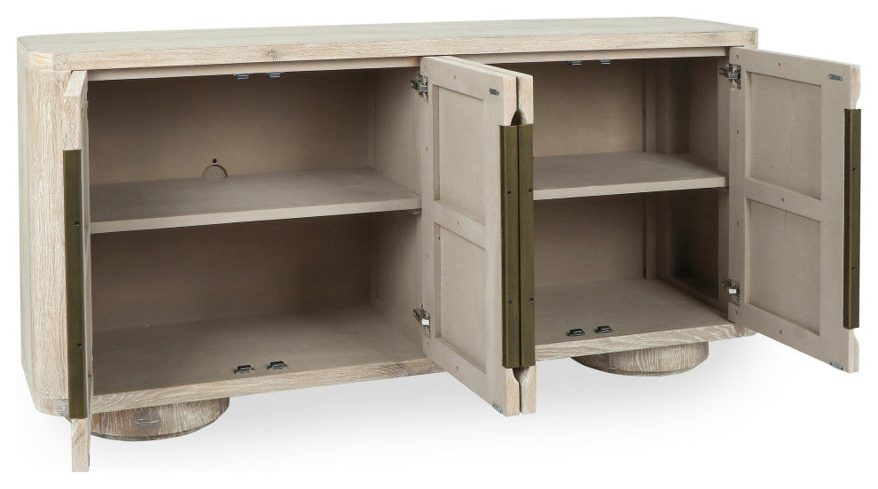 Tiber 74" Oak Veneer Buffet Sideboard, Whitewashed