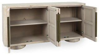 Tiber 74" Oak Veneer Buffet Sideboard, Whitewashed