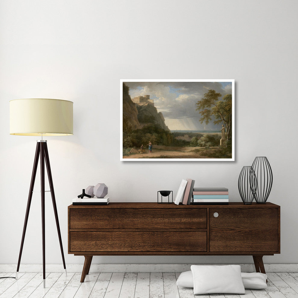"Classical Landscape with Figures and Sculpture" Paper Art, 46"x33"