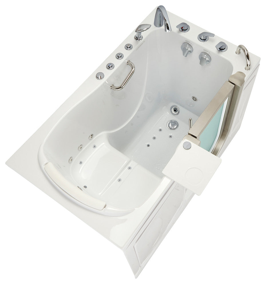 Ella Royal 32"x52" Acrylic Massage Walk-In Bathtub Inward Swing Door, Dual Drain