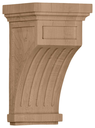 5 1/2"W x 5 1/2"D x 10"H Fluted Corbel, Red Oak