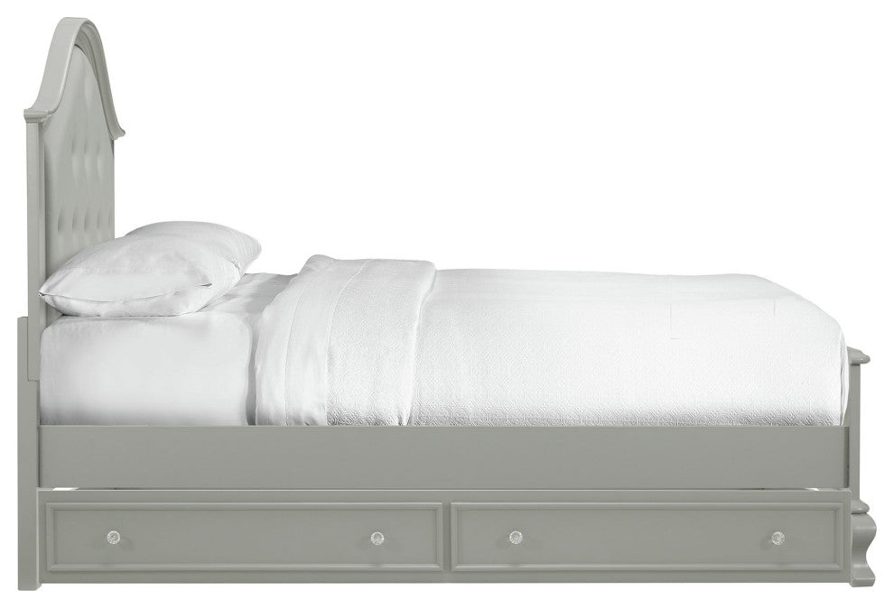 Jesse Twin Panel Bed With Trundle, Gray