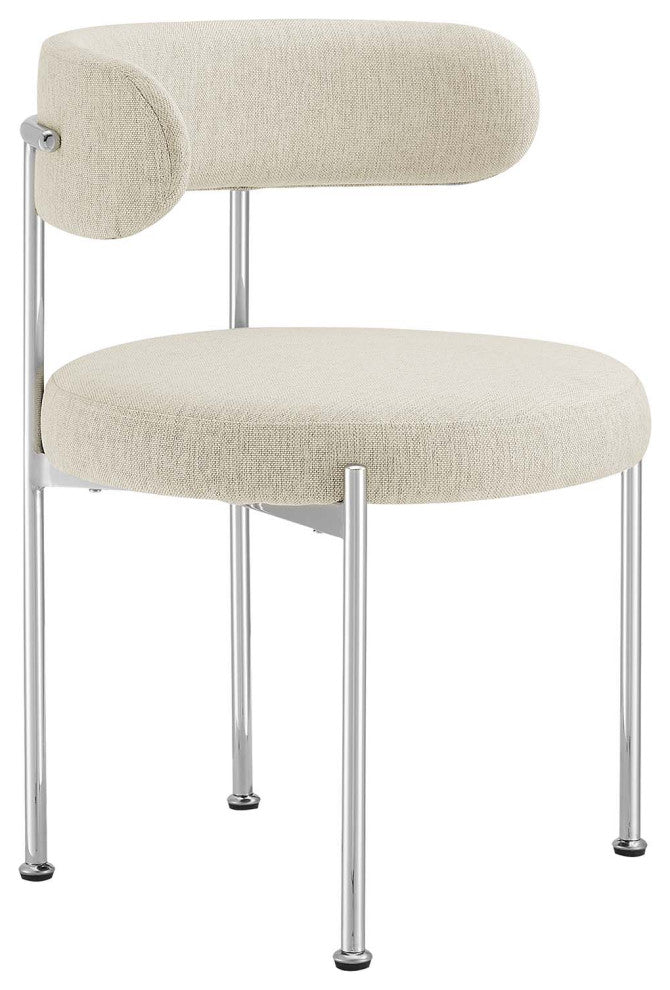 Albie Fabric Dining Chairs - Set of 2 - Beige Silver