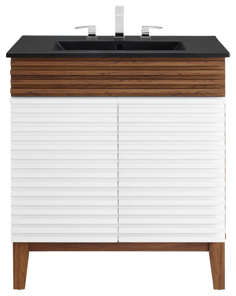 Render 30" Bathroom Vanity, White Walnut Black