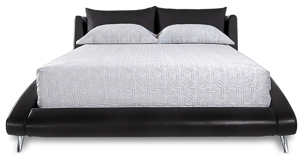 Cadillac King Black Leather Platform Bed by Zuri Furniture