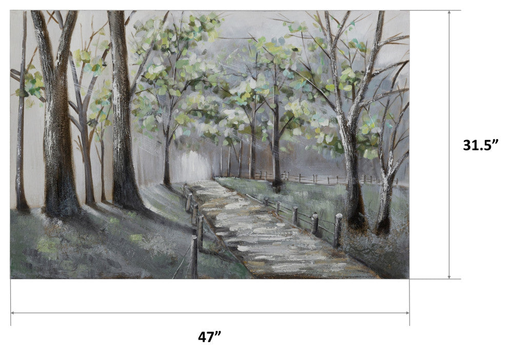 'Lighted Path II', 47"x32" Wall Art on Canvas, Hand Painted With 3D Accents