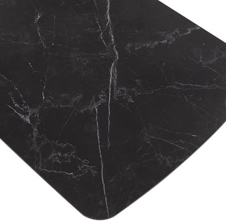 Niya Dining Table, Black, Brushed Silver Base