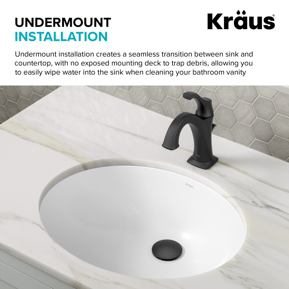KRAUS Elavo 19.25 in. Oval Porcelain Ceramic Undermount Bathroom Sink