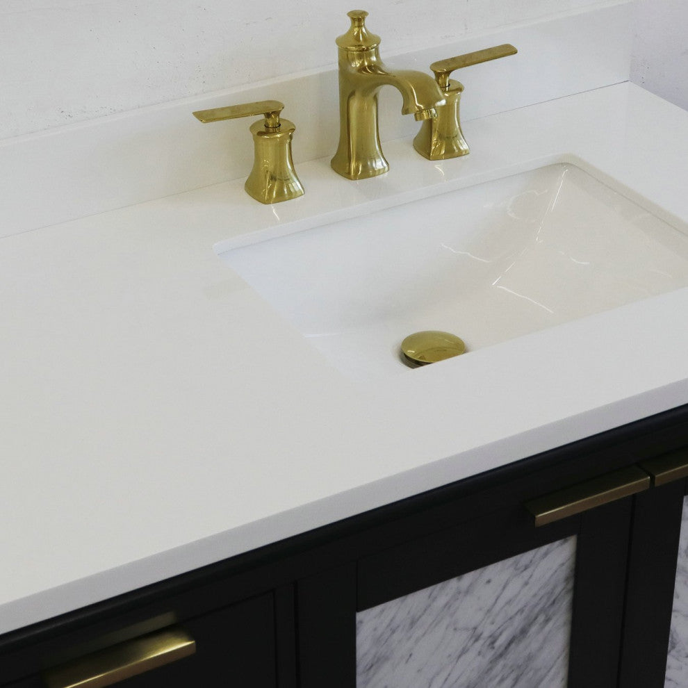 43" Single Vanity, Dark Gray Finish With White Engineered Stone Top