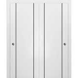 Bypass Doors 48 x 80 | Planum 0016 White Silk with  | Sturdy Rails