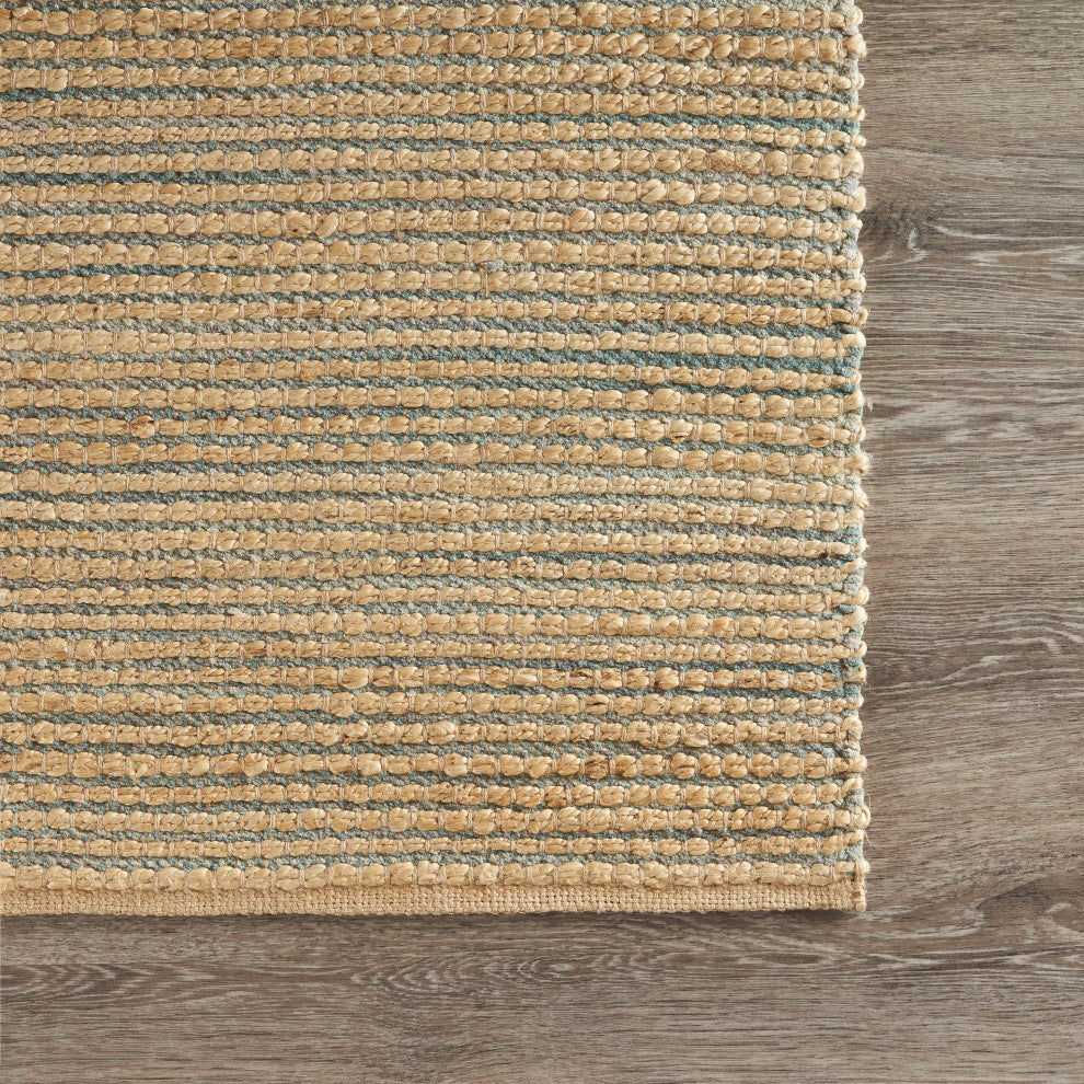 Classic Blue Undertoned Organic Jute Area Rug, 5'x7'9