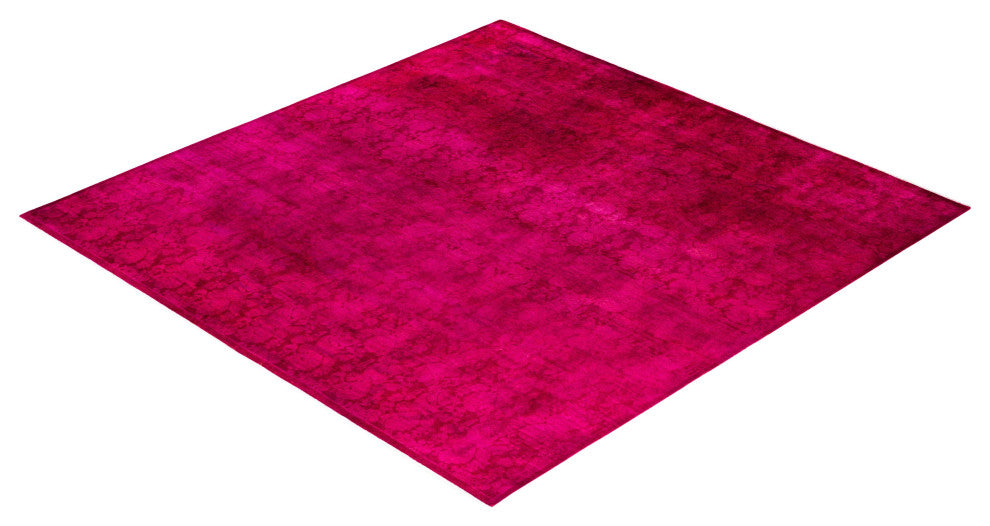 Overdyed One-of-a-Kind Hand-Knotted Area Rug Pink, 8' 2" x 8' 3"