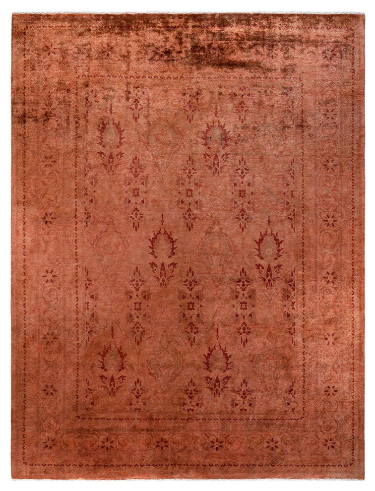 Overdyed, One-of-a-Kind Hand-Knotted Area Rug Brown, 9'3"x11'10"
