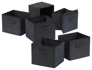 Verona 3-Section M Storage Shelf With 6 Foldable Black Color Fabric Baskets