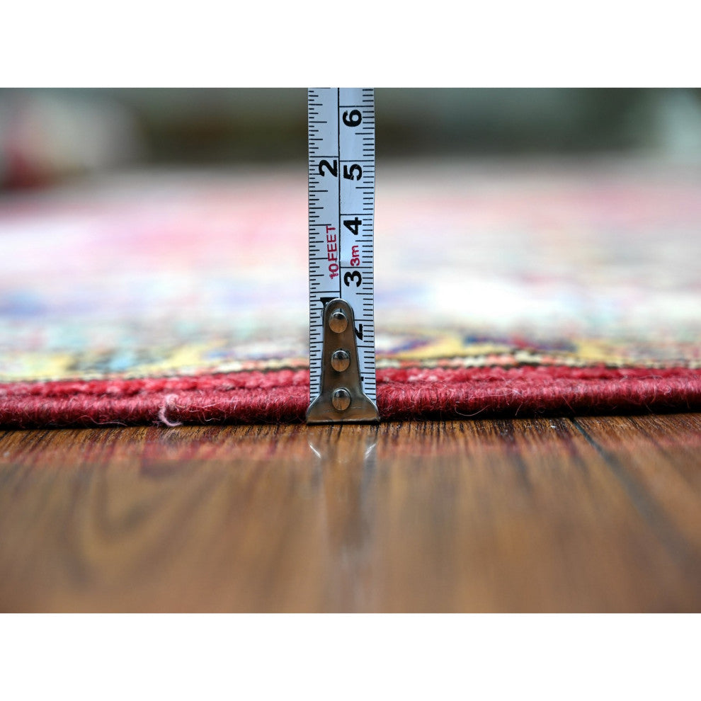 Rusty Red 100% Wool Afghan Super Kazak Weave Hand Knotted Rug, 6'11"x9'8"
