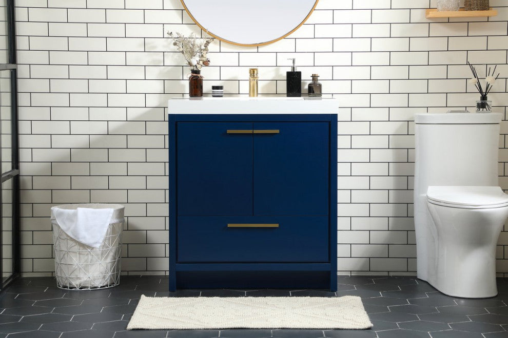 Walker 30" Single Bathroom Vanity, Blue