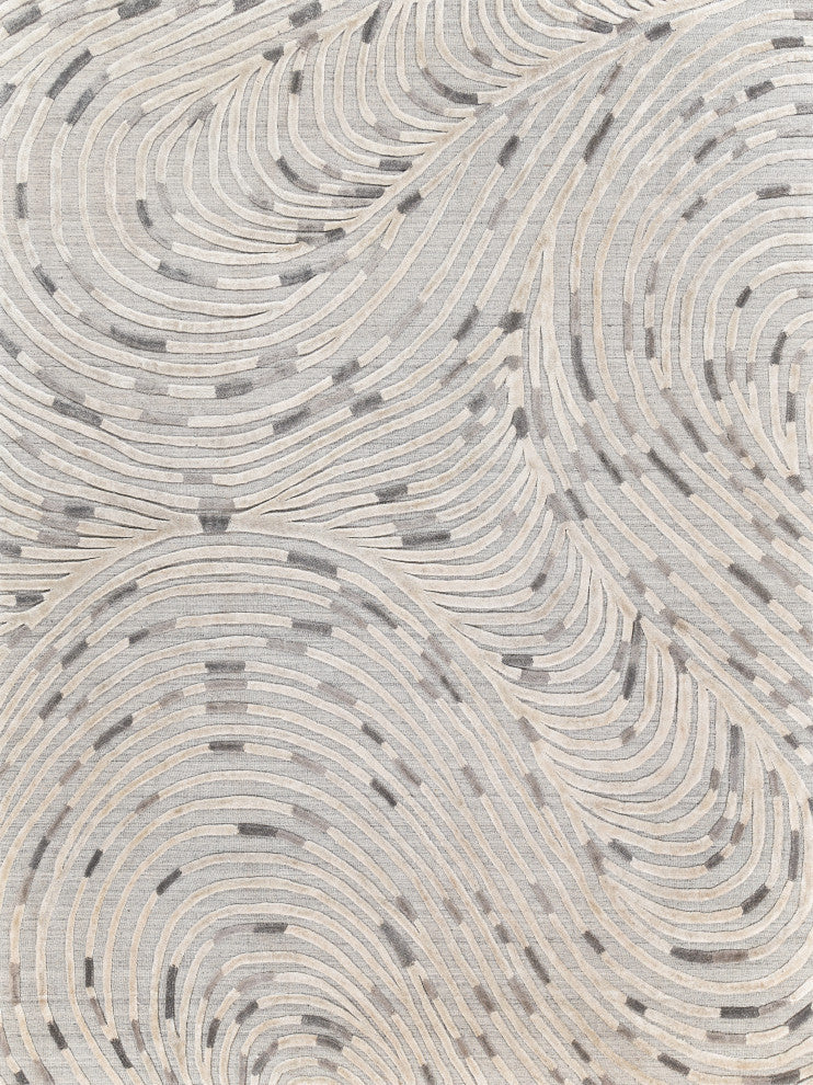 Overture Handmade Hand Loomed Wool and Bamboo Silk Gray Area Rug