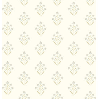Kova Yellow Floral Crest Wallpaper Sample